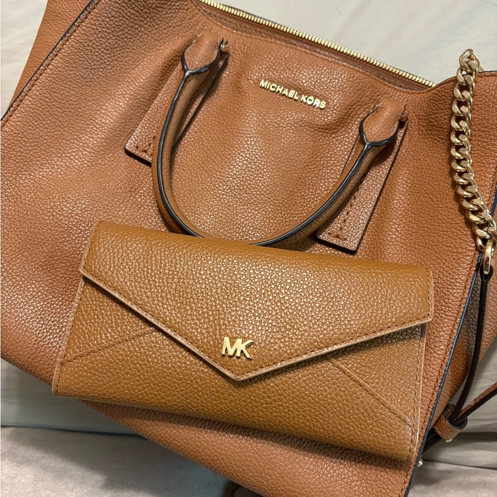 Michael Kors Brown Pebble Leather Wallet Only
